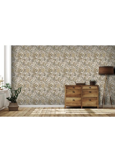 Arthouse Graphic Tropical Leaf Neutral Wallpaper