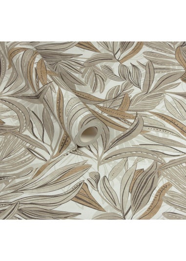 Arthouse Graphic Tropical Leaf Neutral Wallpaper