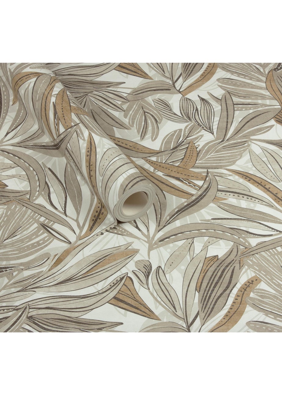 Arthouse Graphic Tropical Leaf Neutral Wallpaper