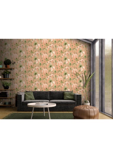 Arthouse Leopard Arches Terracotta Wallpaper