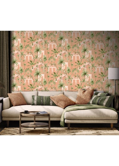 Arthouse Leopard Arches Terracotta Wallpaper