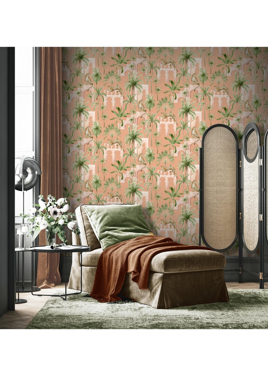 Arthouse Leopard Arches Terracotta Wallpaper