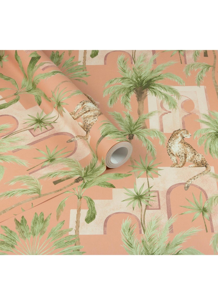 Arthouse Leopard Arches Terracotta Wallpaper