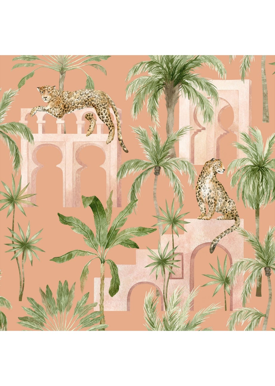 Arthouse Leopard Arches Terracotta Wallpaper