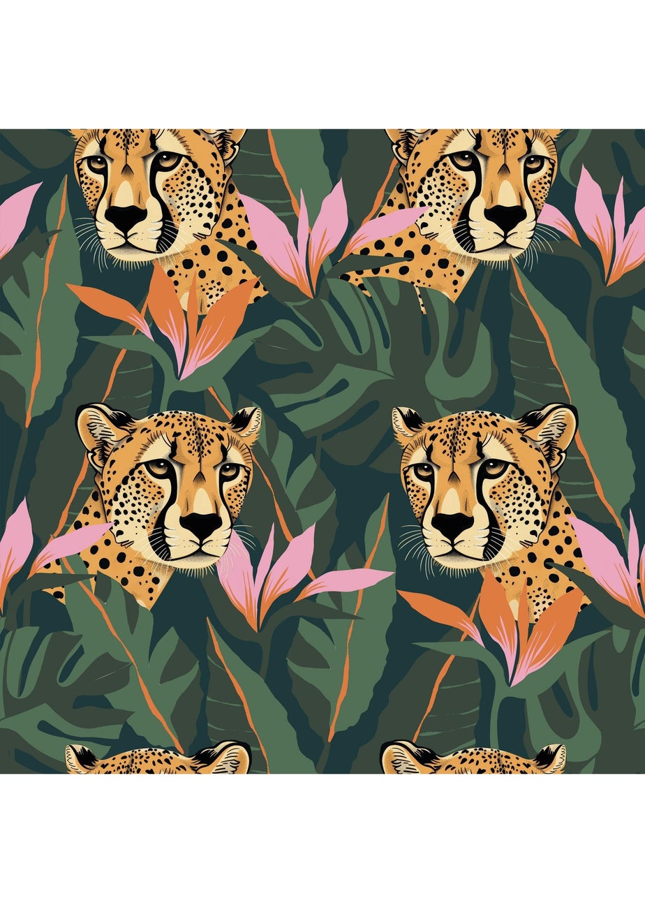 Arthouse Jungle Leopard Dark Green Wallpaper