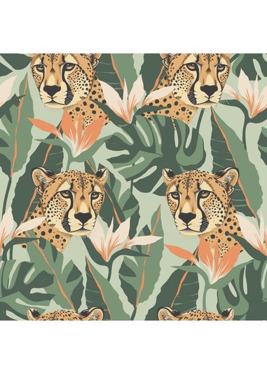 Arthouse Jungle Leopard Light Green Wallpaper