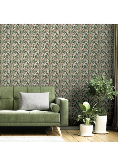 Arthouse Soft Jungle Vines Deep Green Wallpaper