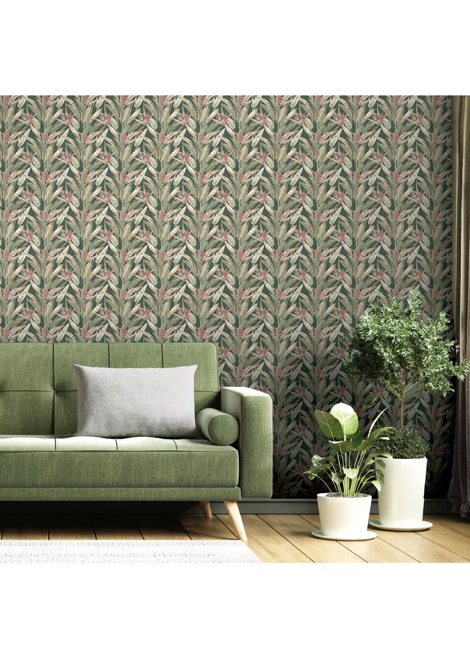 Arthouse Soft Jungle Vines Deep Green Wallpaper