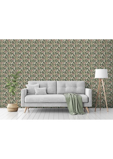 Arthouse Soft Jungle Vines Deep Green Wallpaper