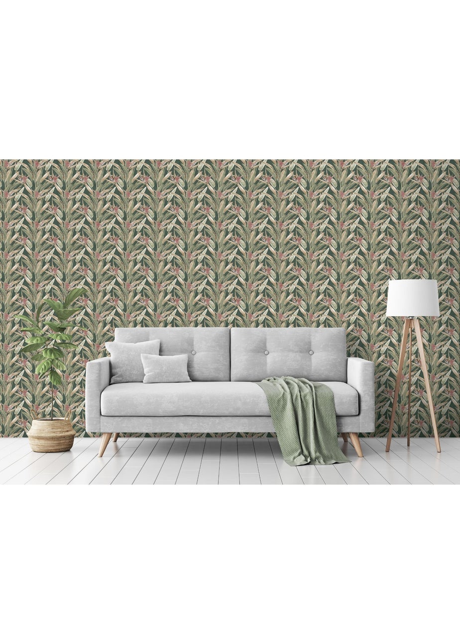 Arthouse Soft Jungle Vines Deep Green Wallpaper