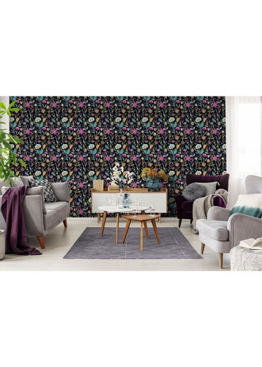 Arthouse Lush Paradise Black Wallpaper