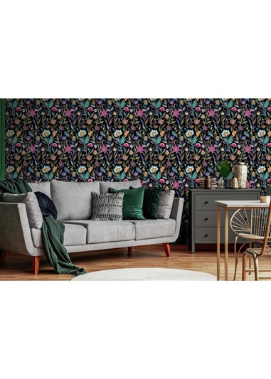 Arthouse Lush Paradise Black Wallpaper