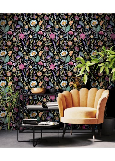 Arthouse Lush Paradise Black Wallpaper
