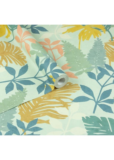 Arthouse Fun Leaf Blue Multi Wallpaper