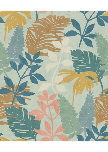 Arthouse Fun Leaf Blue Multi Wallpaper