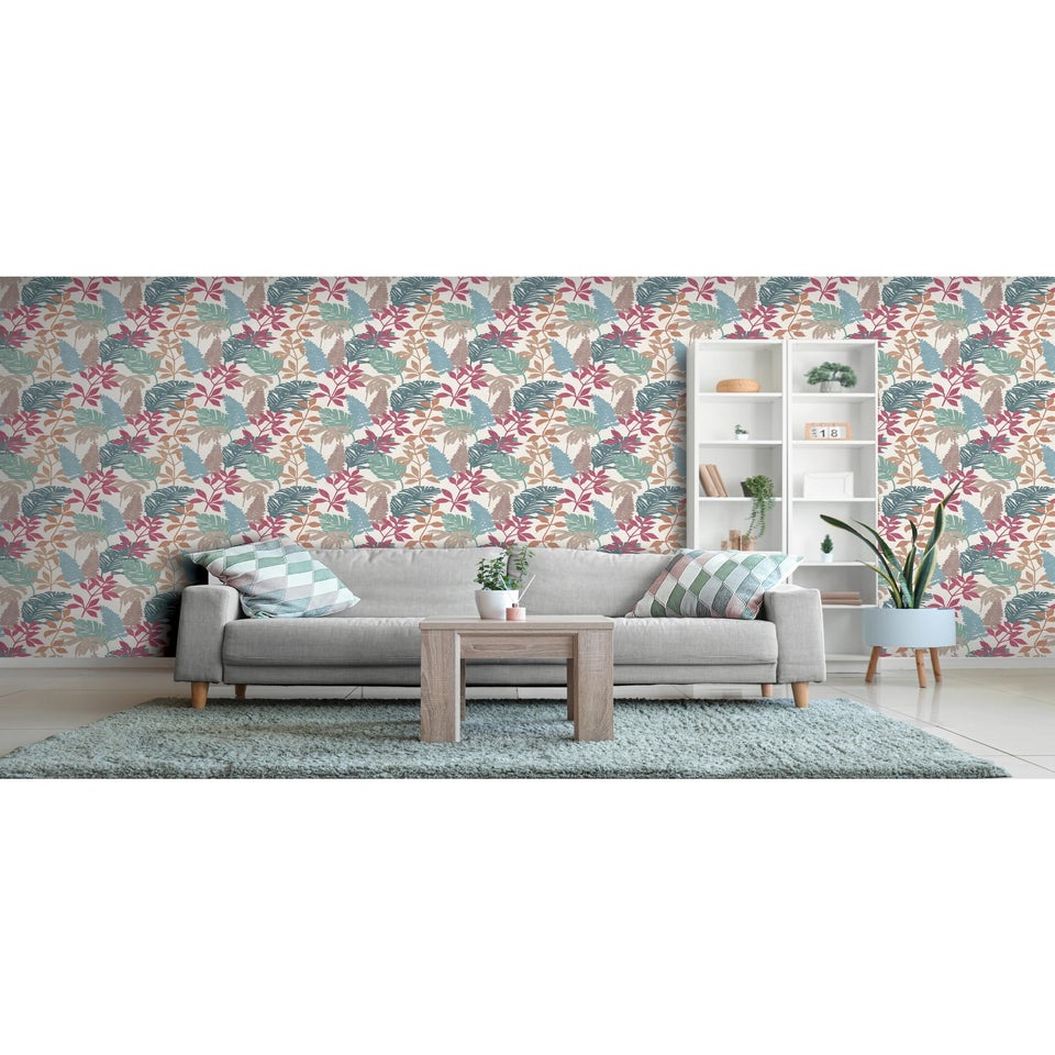 Arthouse Fun Leaf Soft Multi Wallpaper