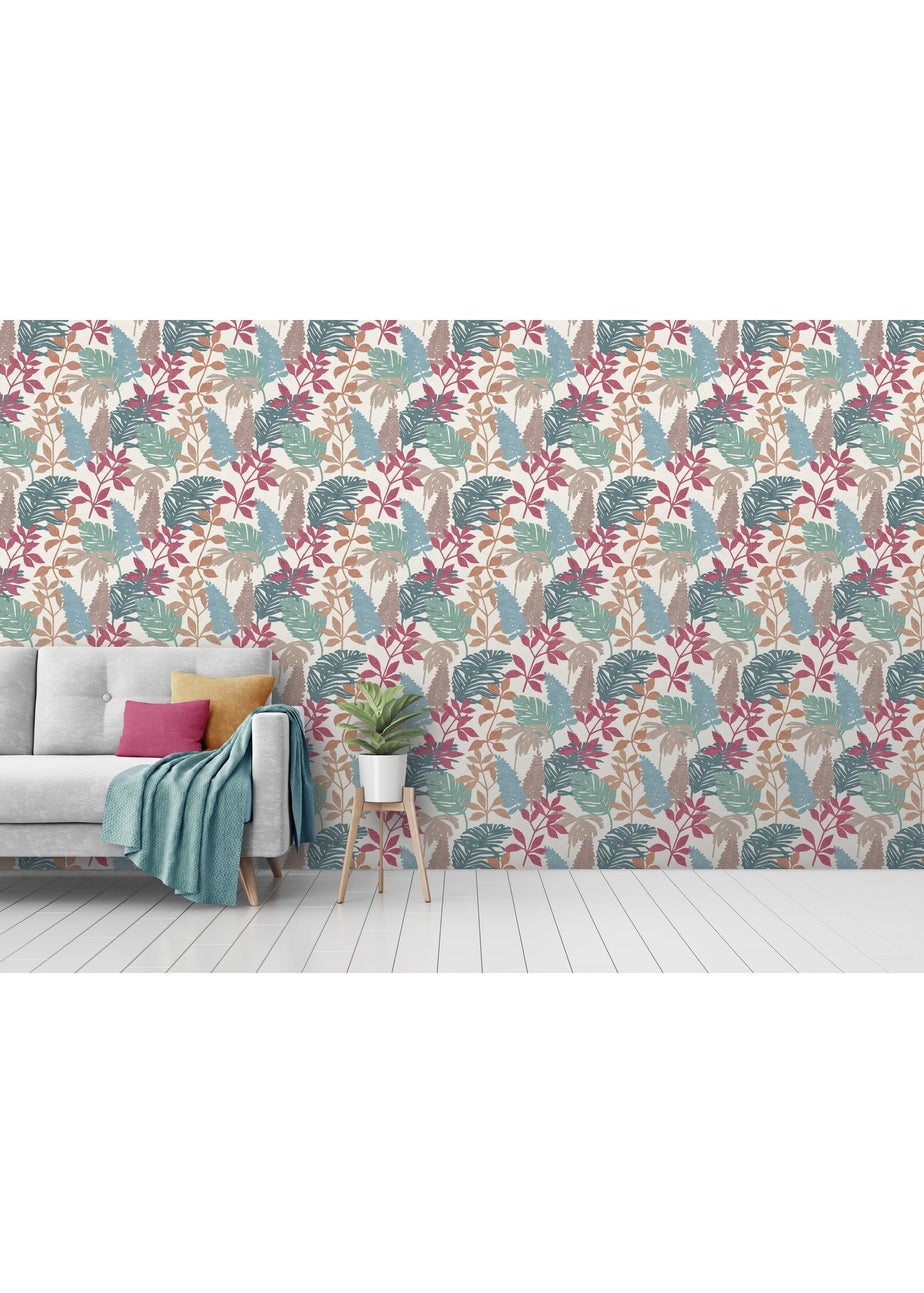 Arthouse Fun Leaf Soft Multi Wallpaper