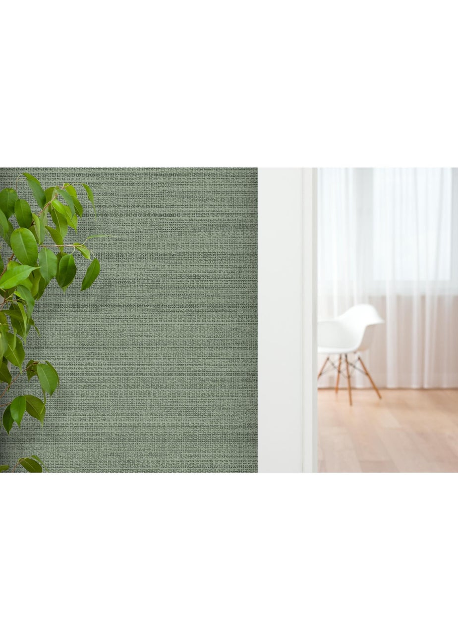 Arthouse Raffia Texture Green Wallpaper