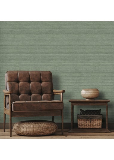 Arthouse Raffia Texture Green Wallpaper