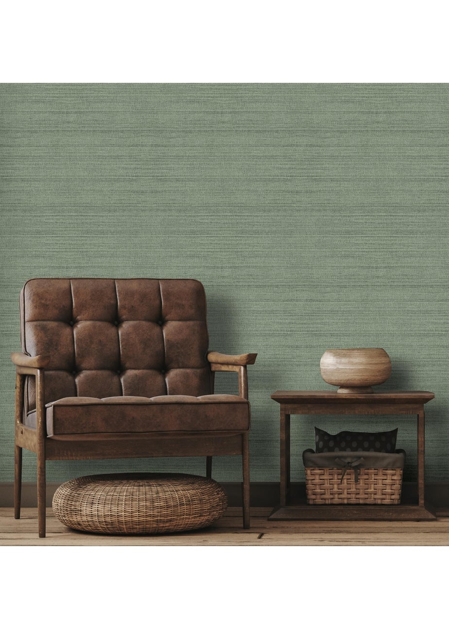 Arthouse Raffia Texture Green Wallpaper