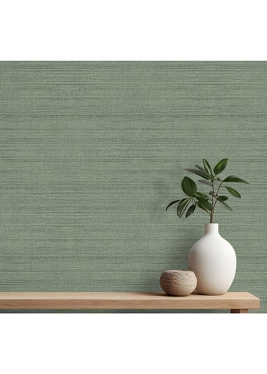 Arthouse Raffia Texture Green Wallpaper