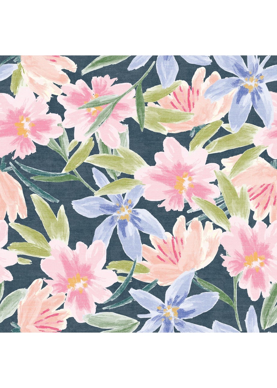 Arthouse Watercolour Floral Navy Wallpaper