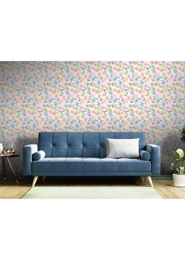 Arthouse Watercolour Floral White Wallpaper