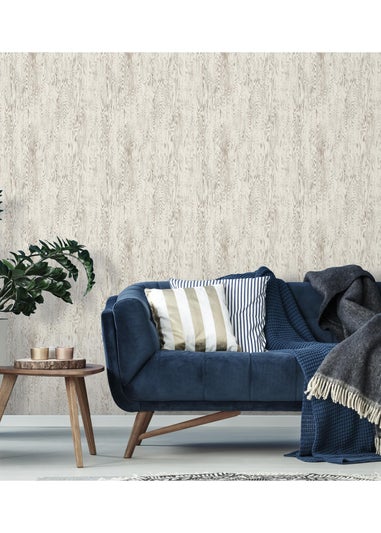 Arthouse Wood Grain White Wallpaper