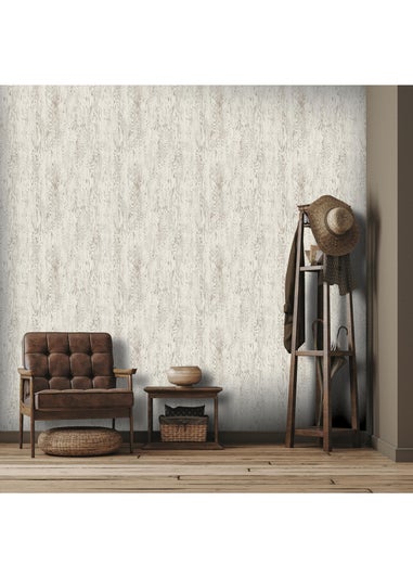 Arthouse Wood Grain White Wallpaper