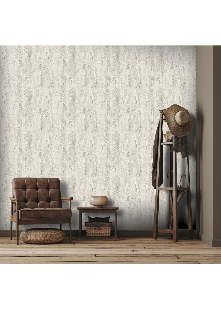 Arthouse Wood Grain White Wallpaper