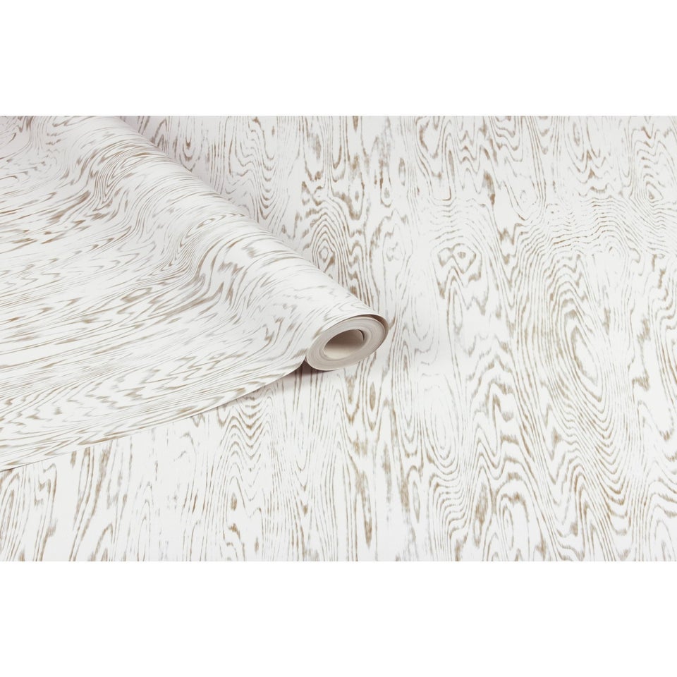 Arthouse Wood Grain White Wallpaper