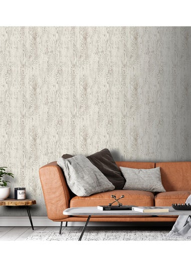 Arthouse Wood Grain White Wallpaper