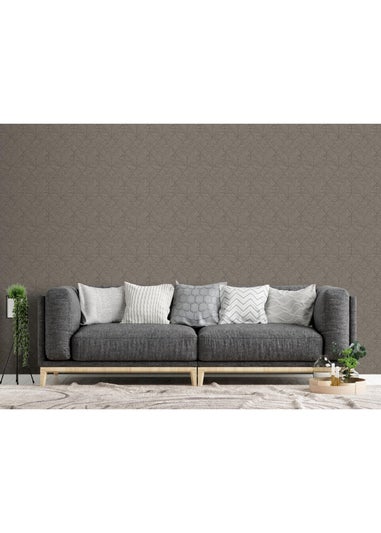 Arthouse Wood Grain Geo Charcoal / Gold Wallpaper