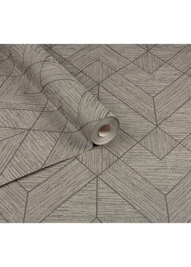 Arthouse Wood Grain Geo Charcoal / Gold Wallpaper