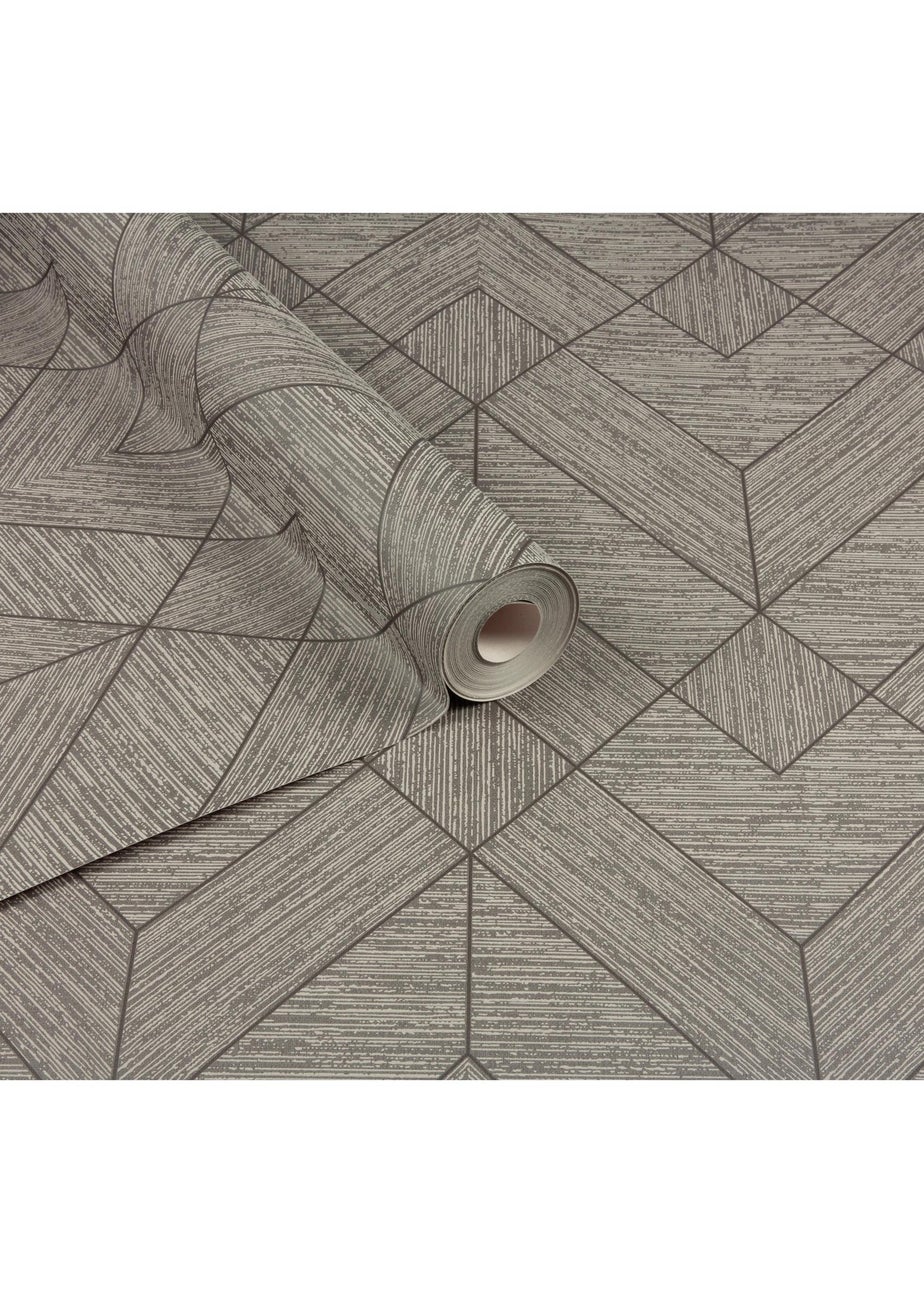 Arthouse Wood Grain Geo Charcoal / Gold Wallpaper