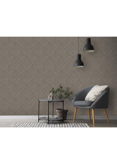 Arthouse Wood Grain Geo Charcoal / Gold Wallpaper