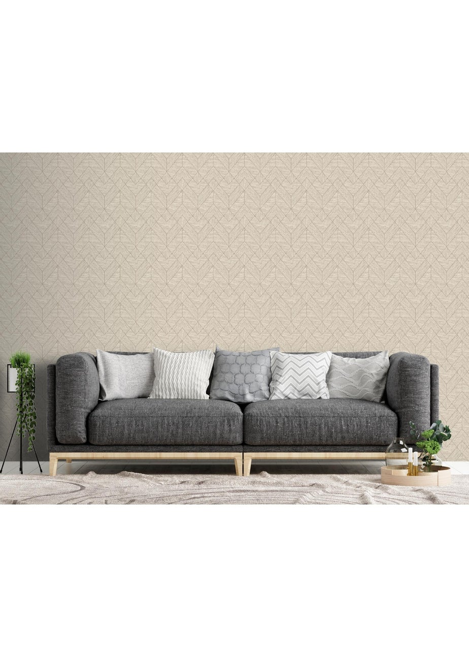 Arthouse Wood Grain Geo Neutral / Gold Wallpaper