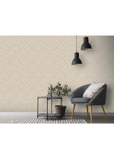 Arthouse Wood Grain Geo Neutral / Gold Wallpaper