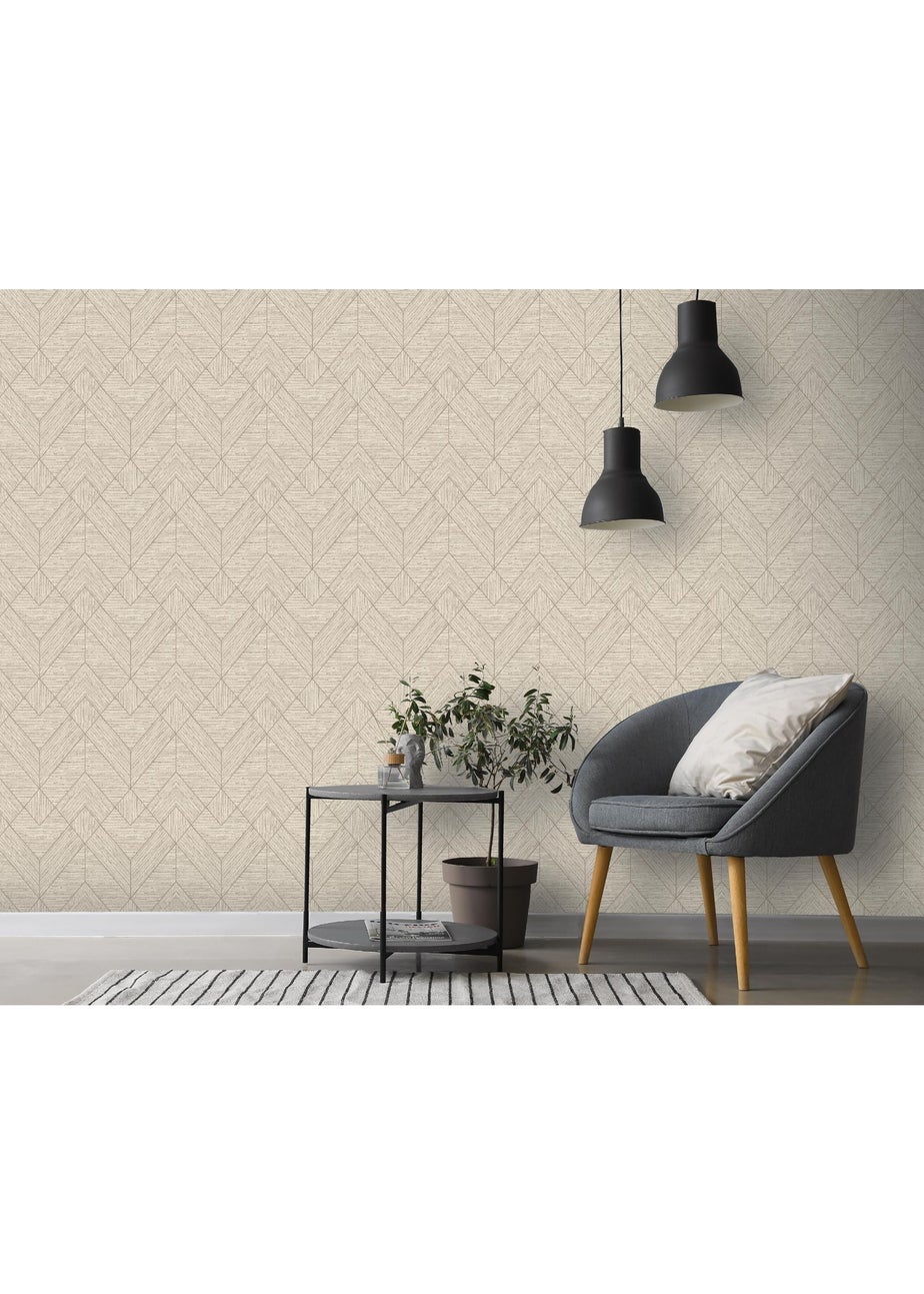 Arthouse Wood Grain Geo Neutral / Gold Wallpaper