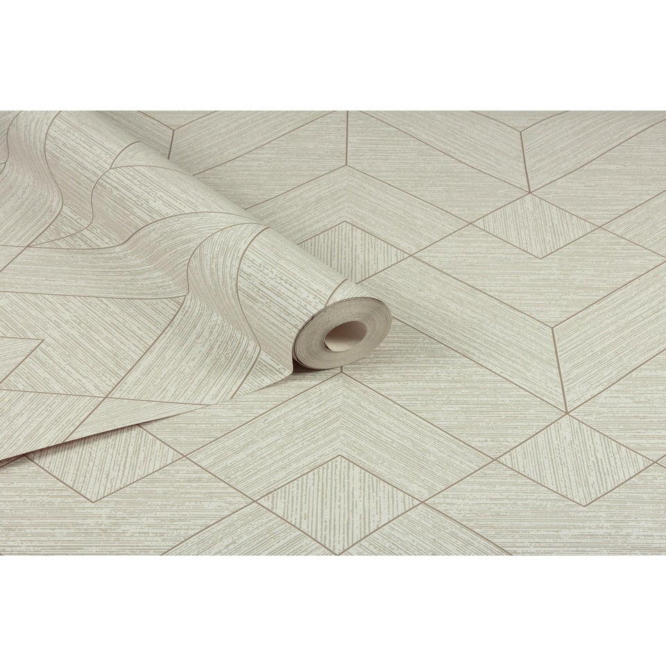Arthouse Wood Grain Geo Neutral / Gold Wallpaper