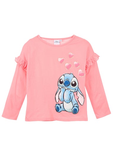 Disney Stitch Frills Kids Pink Long Sleeve Top (3-8 Years)