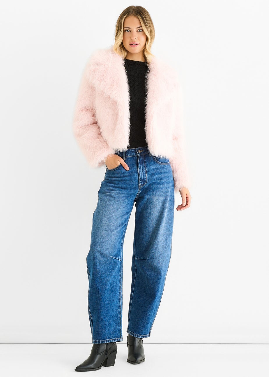 Gini London Pink Faux Fur Lapel Short jacket
