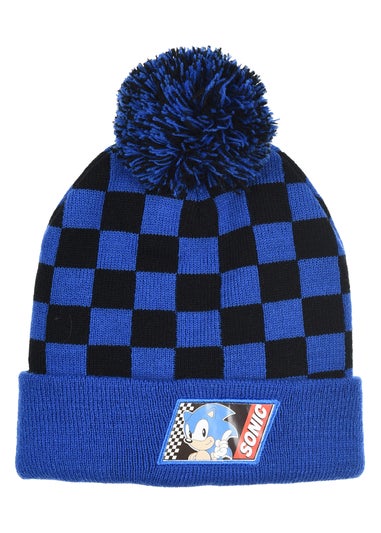Sonic Checkers Kids Blue Hat & Glove Set