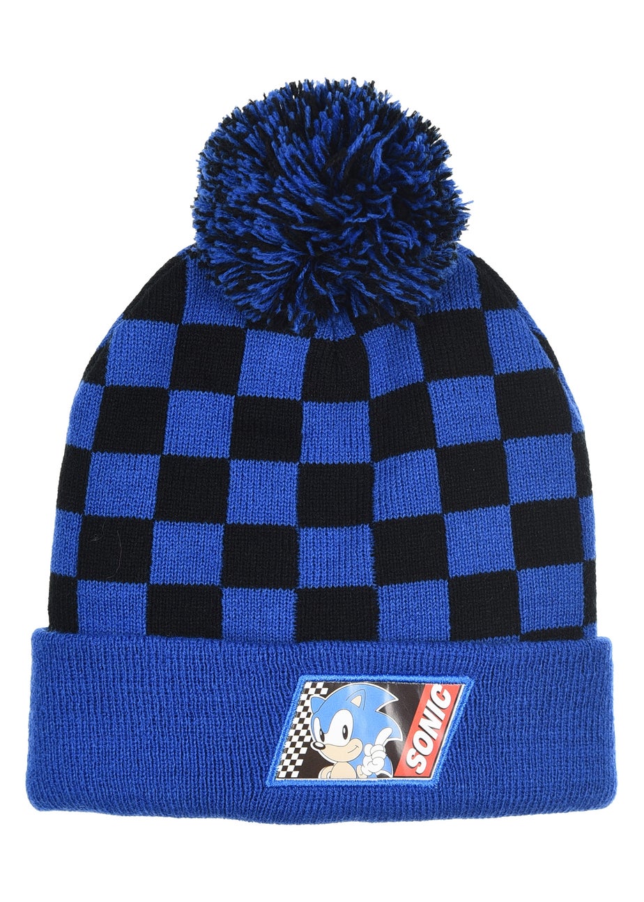 Sonic Checkers Kids Blue Hat & Glove Set