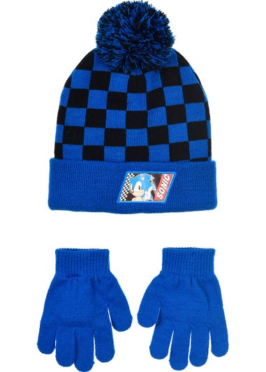 Sonic Checkers Kids Blue Hat & Glove Set
