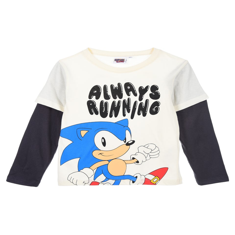 Sonic Always Running Kids Long Sleeve Skater Top (4-12 Years)