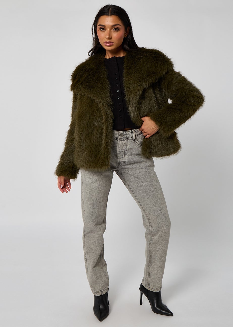 Urban Bliss Khaki Faux Fur Jacket