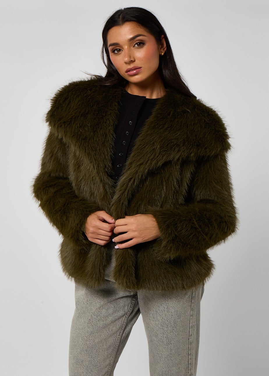 Urban Bliss Khaki Faux Fur Jacket