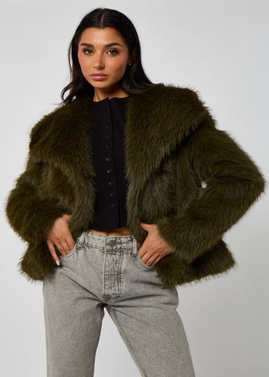 Urban Bliss Khaki Faux Fur Jacket