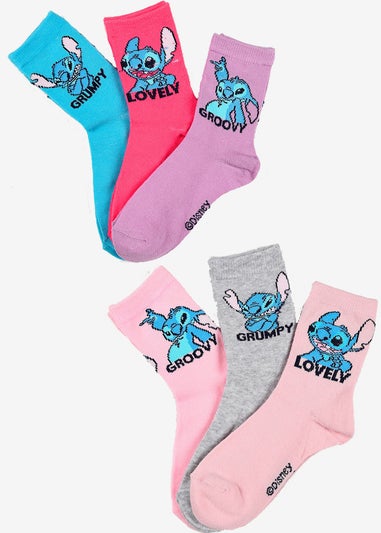 Disney Stitch Poses Kids 6 Pack Of Socks